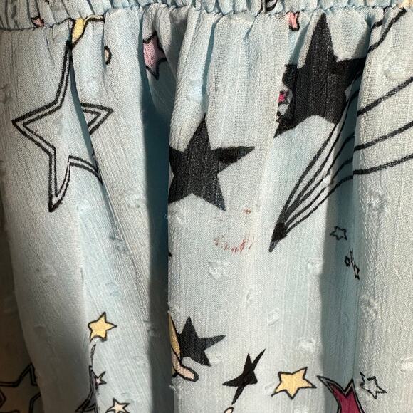 Torrid Blue Stars Mini Blouson Sleeve Mock Neck Skater Dress Sz 00 (M/L 10) - Picture 8 of 11